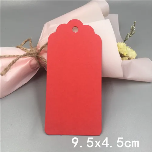 9.5x4.5cm Red 100 шт. крафт Бумага ручной работы одежды бирки, свадьба, стаканчики для вечеринки, подарков Упаковочная этикетка бирок для подарков, код Примечание ценники - Цвет: 9.5x4.5cm Red