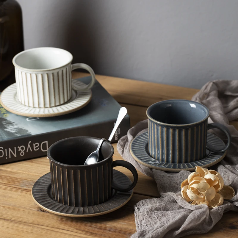 Винтажная керамическая кофейная кружка в японском стиле 280 мл ручной работы из