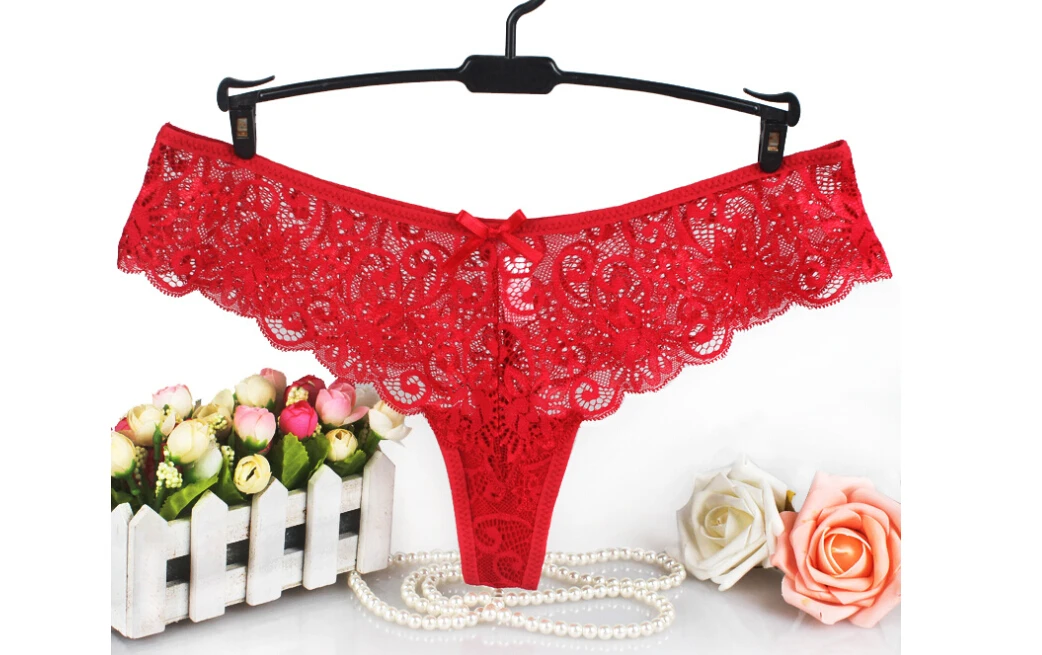 B Модные сексуальные женские кружевные V-string трусы, трусики, стринги, нижнее белье, низкая посадка, черный, красный, белый - Цвет: B