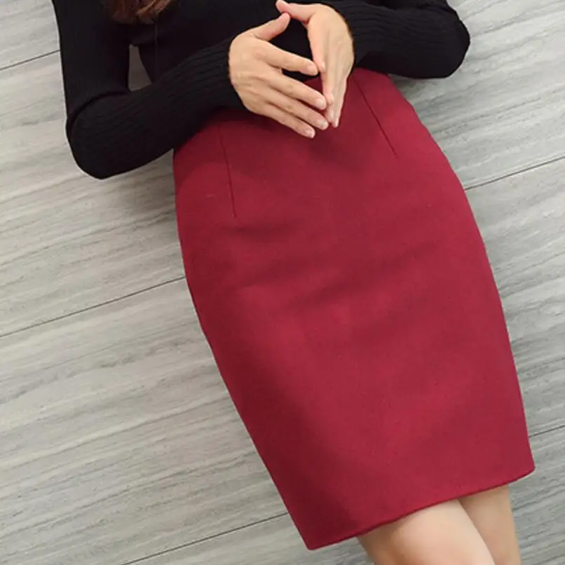 Шерстяная юбка размера плюс Осень-зима 2020 модная узкая юбка-карандаш Офисная