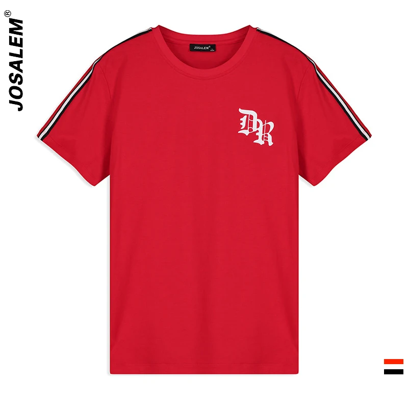 JOSALEm Новое поступление модная футболка мужская с круглым вырезом хлопок Короткие