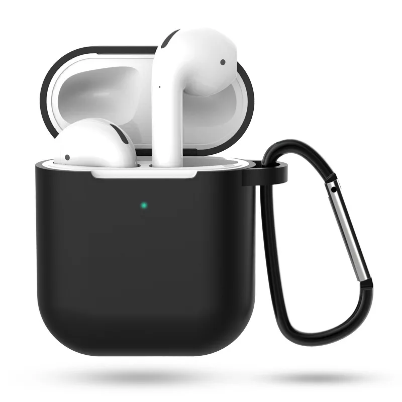 Black Чехол для наушников Apple AirPods 2 чехол силиконовый чехол беспроводные Bluetooth наушники Air Pods 2 Чехол защитный чехол для AirPods чехол - Цвет: Black
