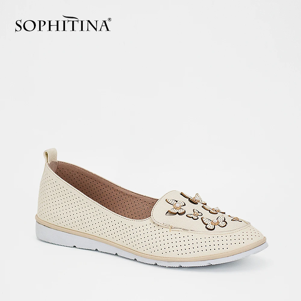 Женские туфли на плоской подошве SOPHITINA повседневные лоферы из овечьей кожи без
