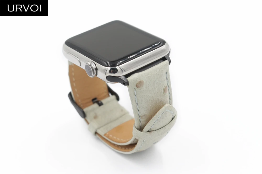 URVOI ремешок для apple watch series 5 4 3 21 прочной натуральной culf кожаный браслет iwatch ostrich