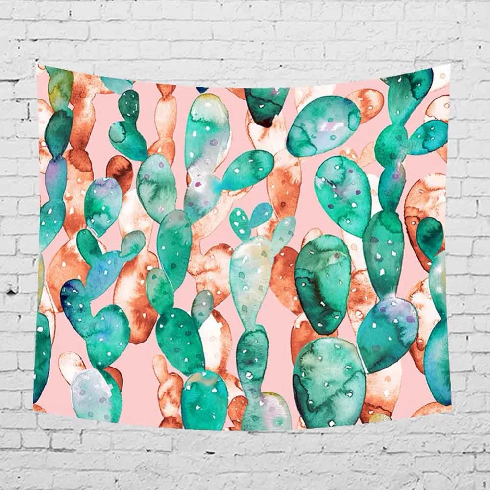 

Cactus Watercolor Wall Hanging Tapestry Mandala Bohemian Tapestries Landscape Wallpaper Wall Art Shawl Beach Towel Throw Blanket