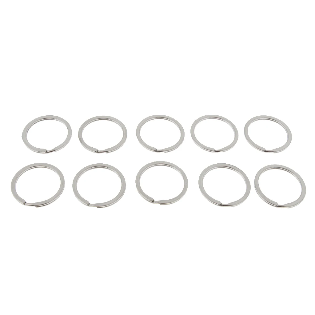 Silver 32mm 10 шт., нержавеющая сталь, разъемное кольцо для ключей, брелок, много, пряжка, держатель для кемпинга, альпинизма, бега, бега, пешего туризма, 20 мм/35 мм - Цвет: Silver 32mm