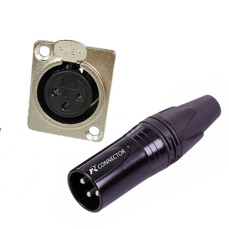 Black (1 Set) 1 компл./лот 2 шт 3-контактный разъем XLR 1 шт. XLR Панель шасси держателя+ 1 шт. XLR Сделано в Китае с разъемом «папа» в наборе микрофон разъем адаптера - Цвет: Black (1 Set)
