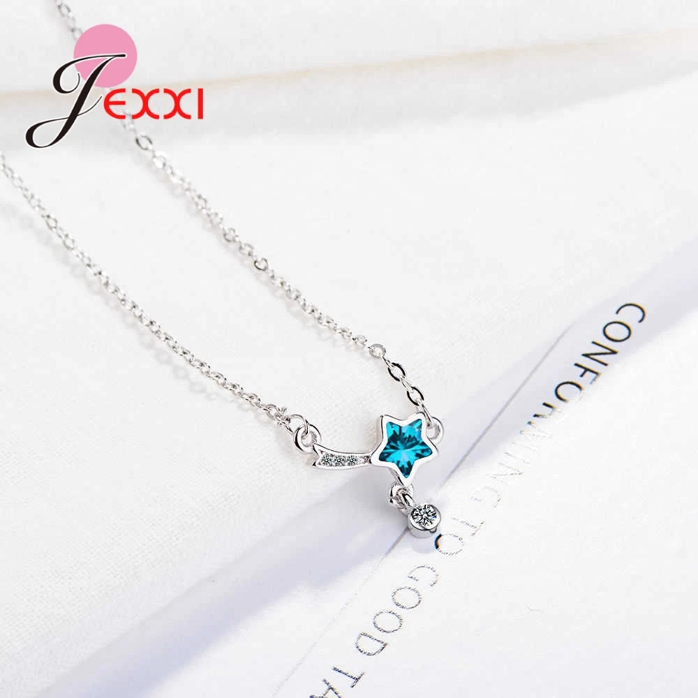 New Latest Star Stamp Shape Becklace For Women Girl Shiny AAA Cubic Zirconia 925 Sterling Silver Jewelry Promotion Wholesale | Украшения и