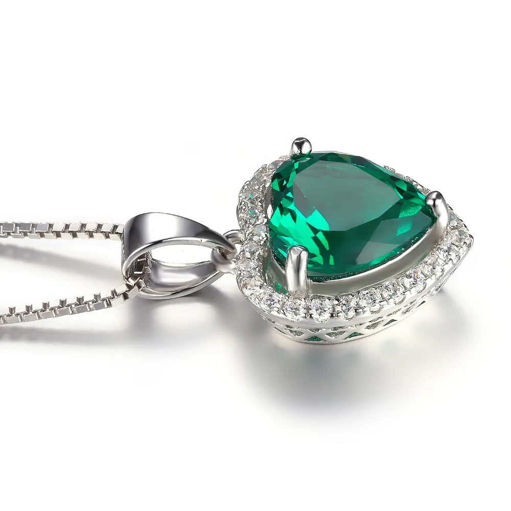 JewelryPalace Heart Of Ocean 2.4ct Green Created Emerald Love Forever Halo Pendant 925 Sterling Silver No Chain | Украшения и