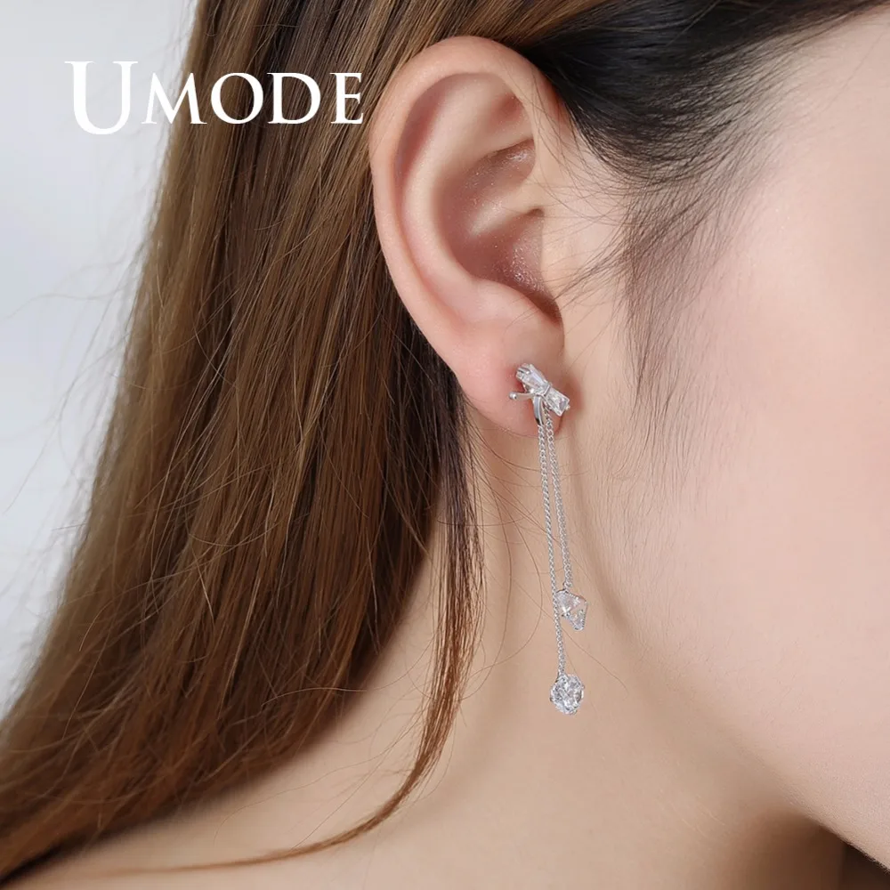 Модные свадебные длинные висячие серьги UMODE для женщин женские ювелирные изделия