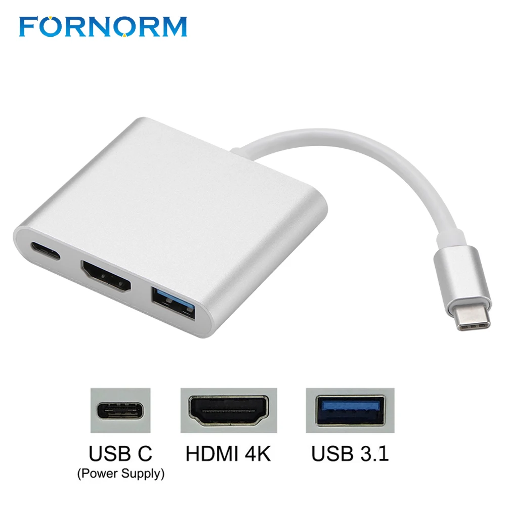 Usb type C к HDMI USB 3 0 зарядный адаптер конвертер 1 для MacBook Pro Pixel huawei Mate10 samsung S8 + Plus|Кабели