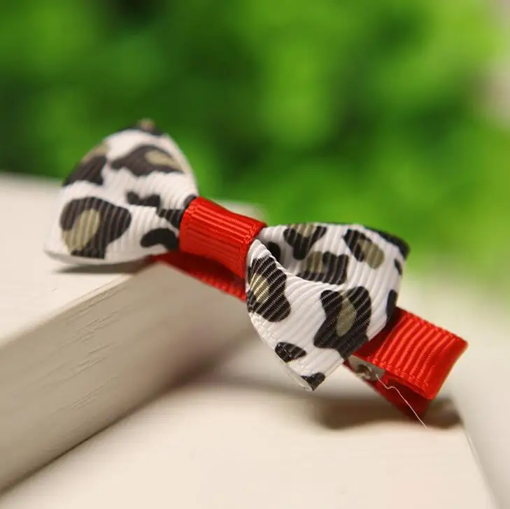 

300pcs/lot Ribbon Bow Hair Clips For Kids In Hair Extension Animal Printing Barrete