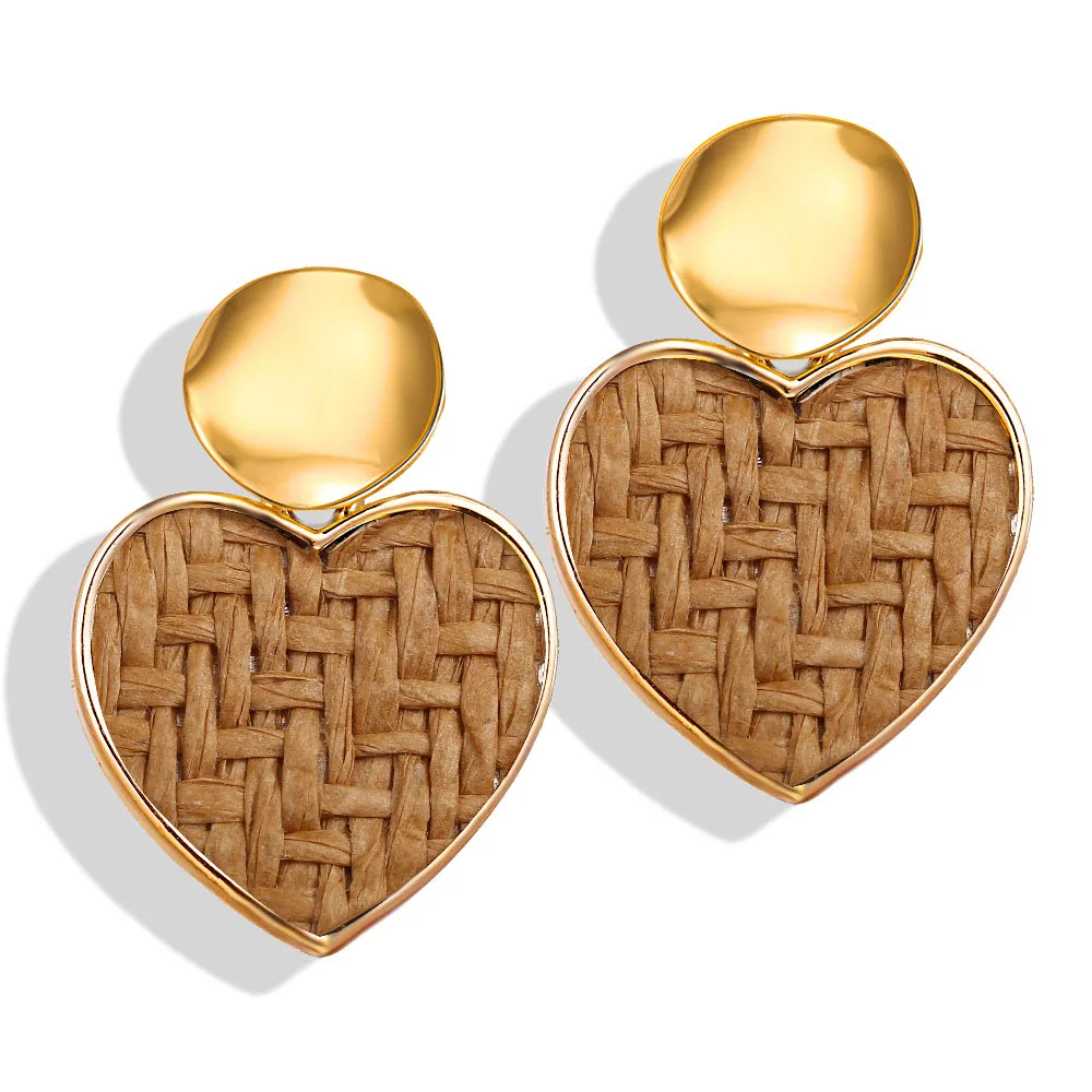 Модные серьги новинка 2019 креативный Ретро Простой Плетеный соломенный круглый