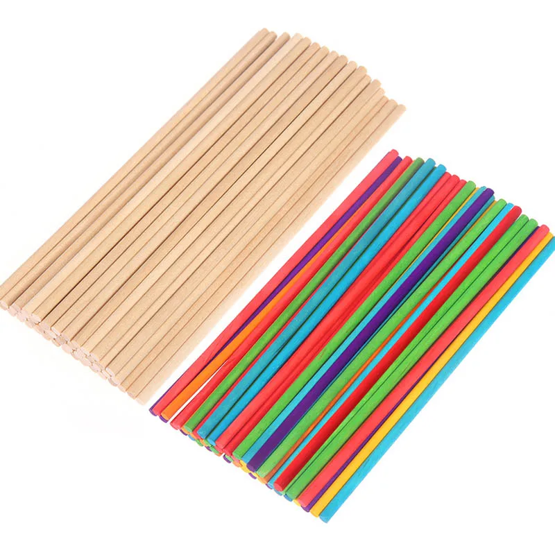 Палочки для мороженого из натурального дерева 50 шт. разноцветные аксессуары