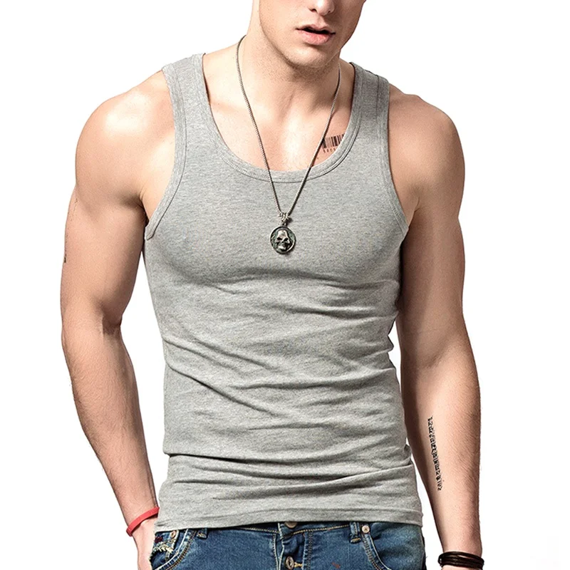 Мужской жилет без рукавов пуловер эластичный дышащий хлопок топы на бретелях