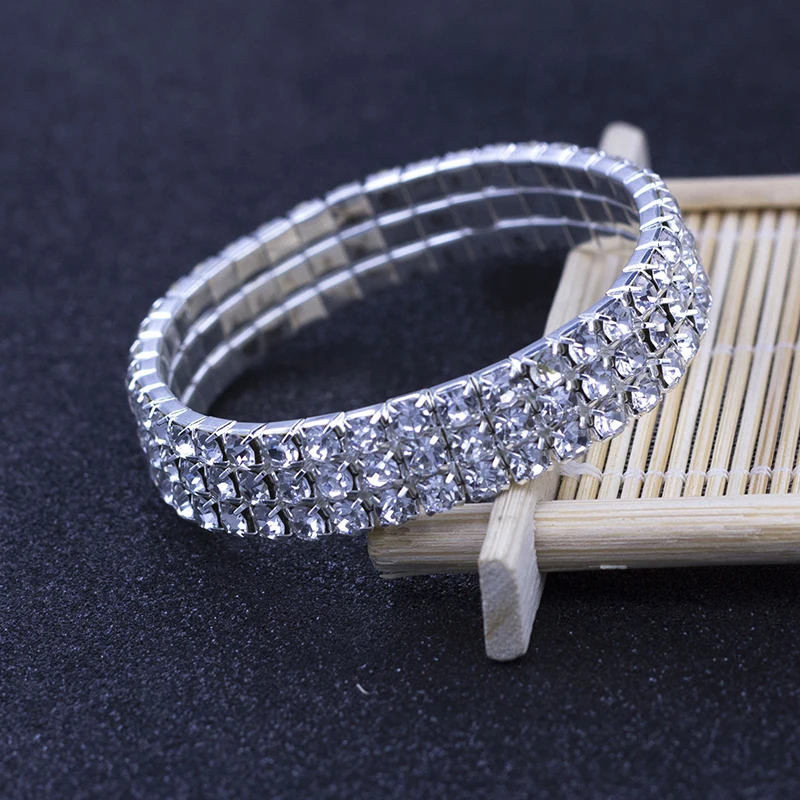 3 ряда лидер продаж популярный браслет с кристаллами для женщин стрейчевый