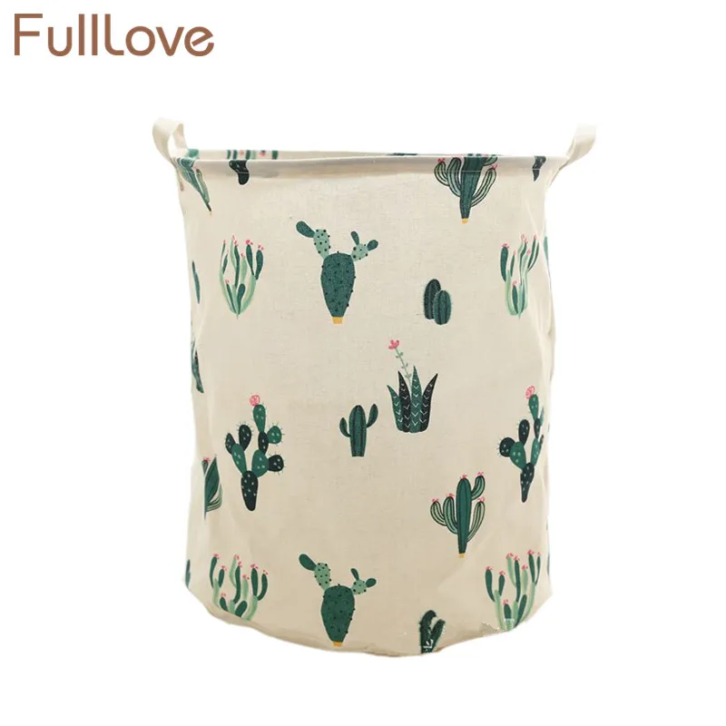 FullLove складная черная корзина для белья с кактусами 42*48 см в скандинавском стиле