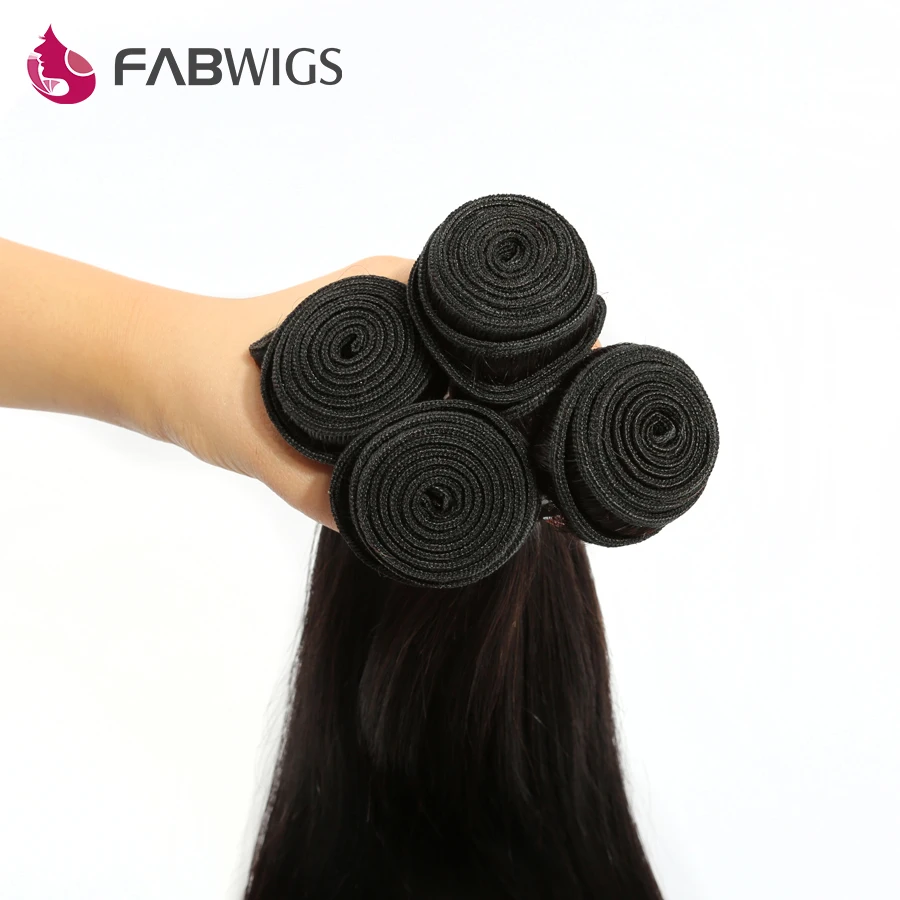 Fabwigs бразильский шелковистые прямые Человеческие волосы Связки 8-30 дюймов натуральный Цвет# 1B remy Человеческие волосы ткань рекомендуем купить 3 Связки(bundle
