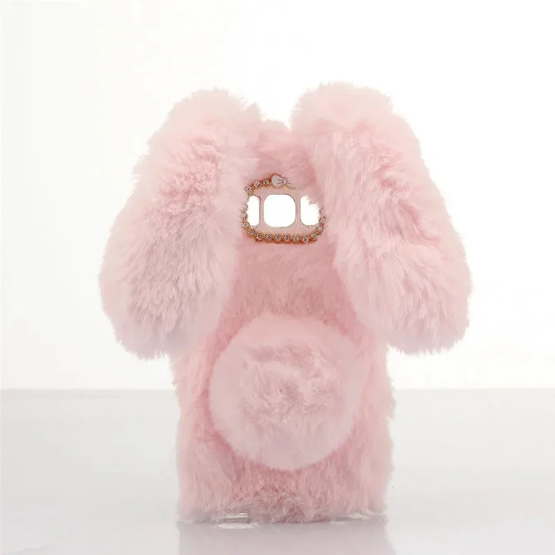 1Pcs Artificial Rabbit Ear Fur Fluffy Phone Case For Samsung Galaxy J1 mini Ace J2 Prime Pro 2018 J3 2016 2017 | Мобильные телефоны