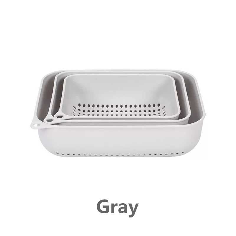Gray 3 шт., ситечко для домашней еды, кухонная посуда, корзина для фруктов, фильтр для воды для овощей, кухонная посуда, корзина для мытья, кухонная посуда - Цвет: Gray