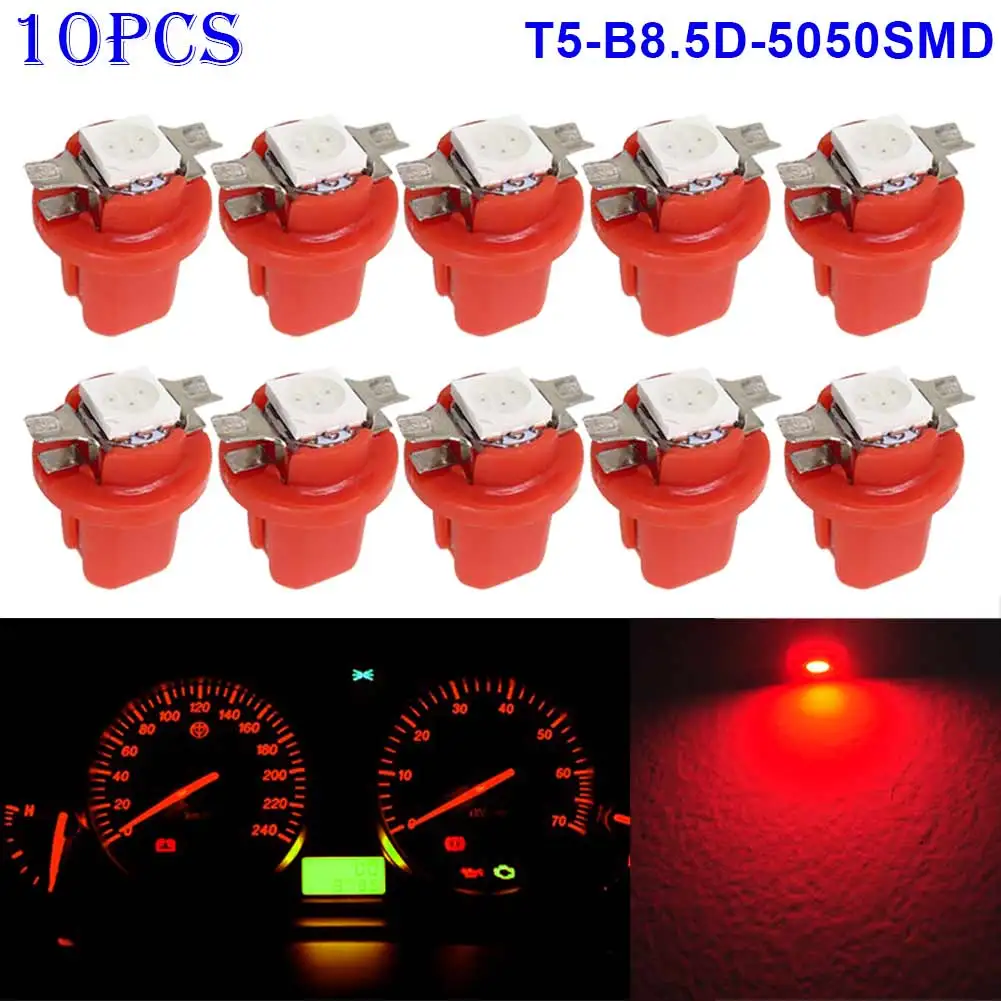 Красный 10 шт. T5-B8.5D-5050smd светодиодный SMD ламповый датчик Скорость лампочка приборной панели Свет 12V TN88 - Испускаемый цвет: Красный