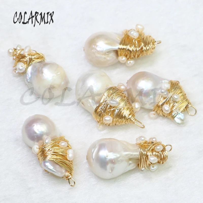 5 шт. подвески из натурального жемчуга большие жемчужные бусины ожерелье