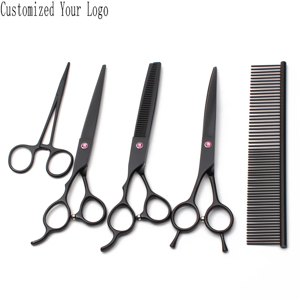 Suit Left-Hand 7&quot Stainless Customize Logo Puppy Scissors Straight Shears Thinning Pets Dog Grooming Kit C3006 | Красота и