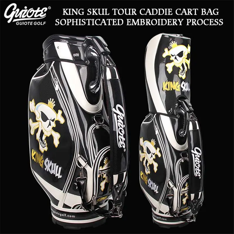 [2 цвета] KING SKULL& X-Bones Golf Caddie сумка для клюшек PU кожаная сумка для гольфа с дождевиком 5-way для мужчин и женщин