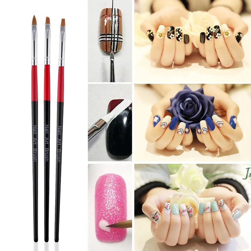 Кисточка с кристаллами для дизайна ногтей УФ-гель 3 шт. набор кистей маникюра