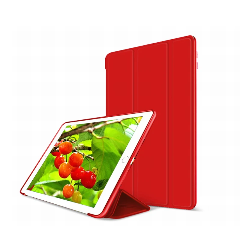 HOLAZING Ультра Тонкий Умный Магнитный чехол для сна для iPad 9,7 из искусственной кожи+ силиконовый чехол - Цвет: Красный