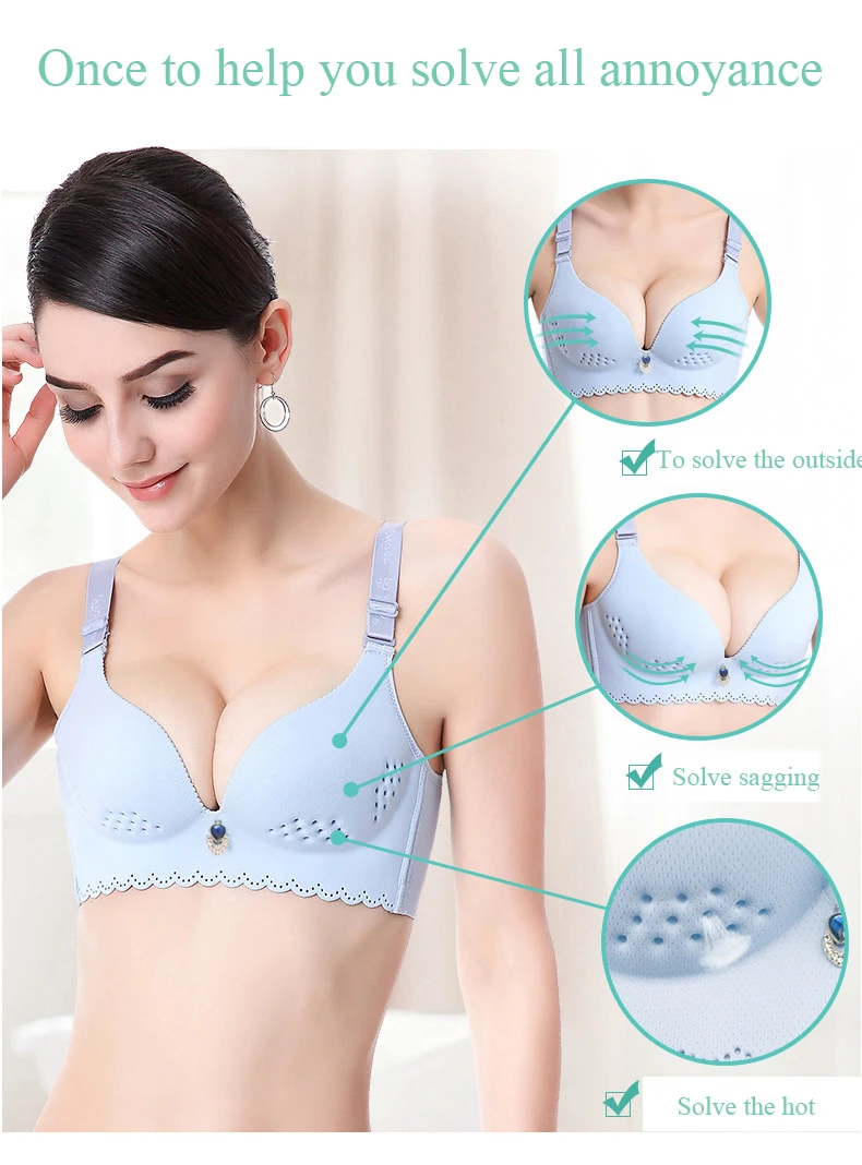 Seamless Bra Plus Size Bras For Woman Comfortable Breathable Underwear Woman Push Up Brassiere Bra Gather Adjustable Women BH бюстгалтерженское бельебюстгальтербелье женскоенижнее белье женскоелифчик без лямокпуш аплив