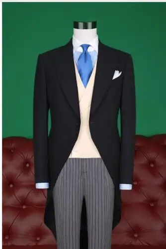 

Latest Coat Pant Designs Black Tailcoat Men Suit Groom Wedding Suits Slim Fit 3 Piece Tuxedo Custom Prom Blazer Terno Masculino
