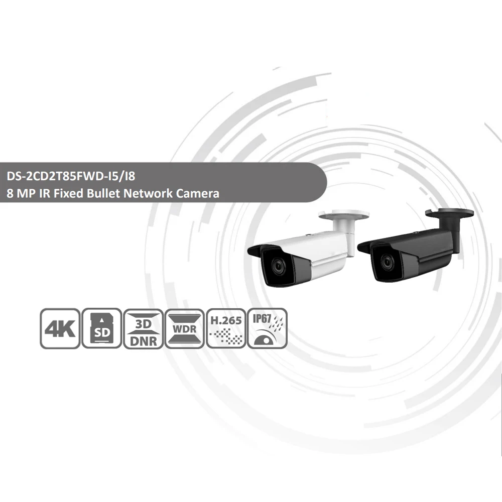 Предпродажа Hikvision оригинальная DS-2CD2T85FWD-I8 8MP(4 K) ИК фиксированная цилиндрическая сетевая камера H.265+ POE IR 80m 128GB Макс IP67 10 шт./лот