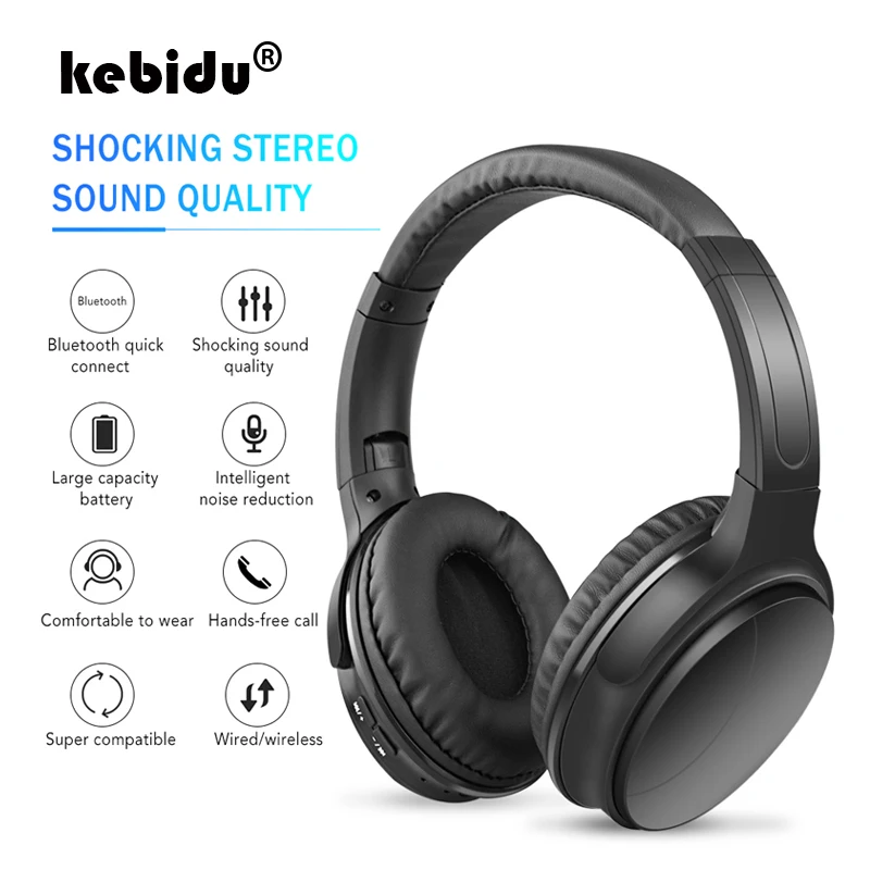 Беспроводные Bluetooth наушники kebidu с микрофоном бас Hi Fi студийная гарнитура для