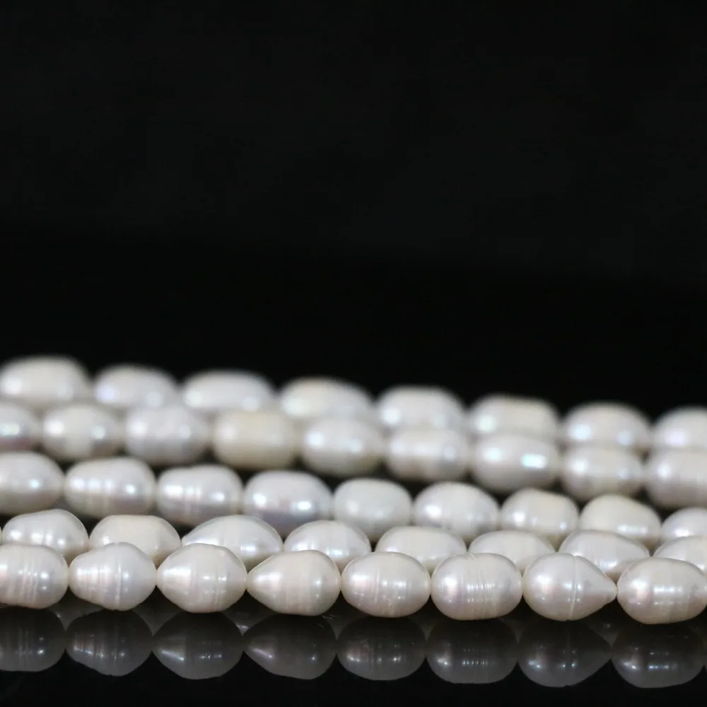 Natural white freshwater pearl loose beads top quality 7-8mm rice charms elegant fashion diy women gift jewelry 15inch B1340 | Украшения и