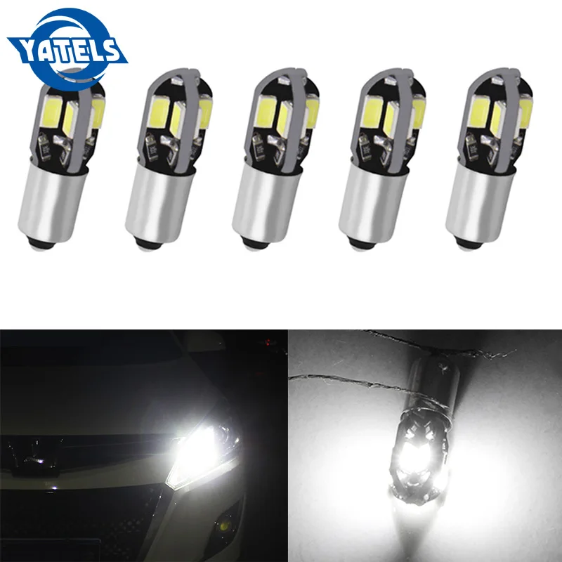 5 шт. авто светодиодный BA9S T4W BAX9S H6W BAY9S H21W 8-5630 SMD белый 12 V автомобильный горизонтальный Клин зазора двери Габаритные, задние двухсторонняя лампа