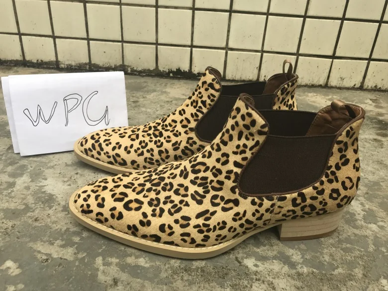 WPG/2017 г. Новые европейские мужские кожаные туфли леопардовой расцветки