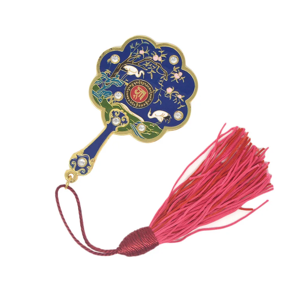 

Feng Shui The Prosperity Cranes Mirror Fan W Red String Bracelet W3654