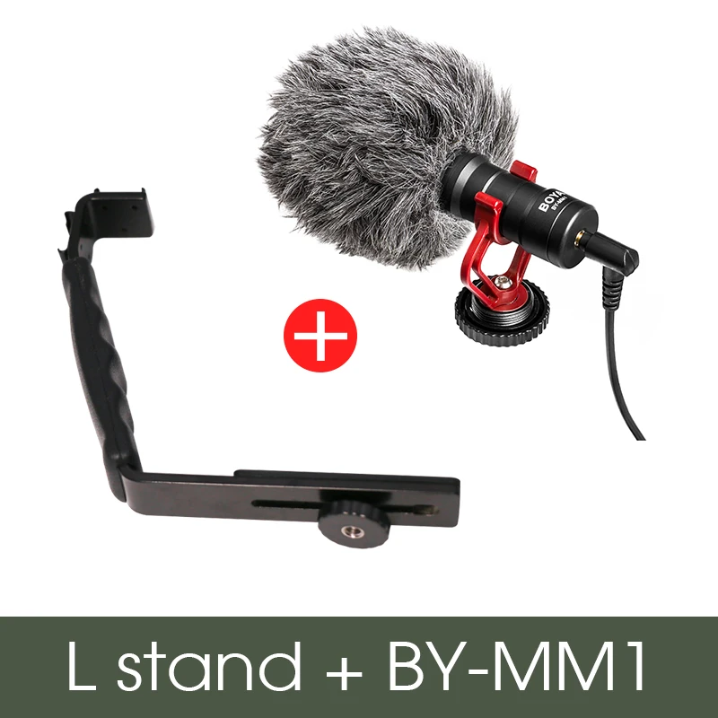 Ulanzi L микрофон Стенд с 2 Горячий башмак для Zhiyun Smooth Q стабилизатор/Feiyu Gimbal/Boya By-MM1 микрофон/видео светильник стенд/iPhone 7 - Цвет: L stand BYMM1