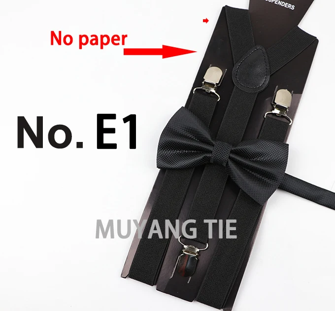 Soild Color Man Polyester Belt Bow Tie Set Woman Men's Suspenders Butterfly Clip-on Y-Back Braces Elastic Women Adjustable