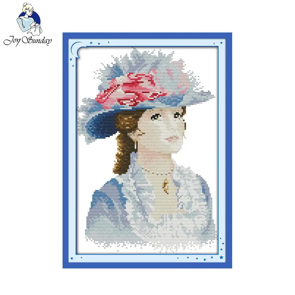 

Joy Sunday Elegant Lady Pattern Embroidery Cross Set of Embroidery Kit DIY Printed or Counted Cross Stitch Needlework Handcrafts