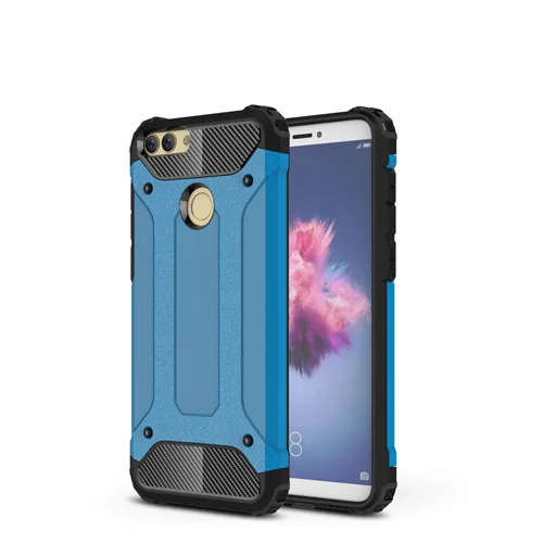 Небесно-голубой Для huawei P Smart чехол fundas жесткий прочный Чехол для P Smart/Enjoy 7S coque гибридный защитный чехол для телефона двойная защита - Цвет: Небесно-голубой