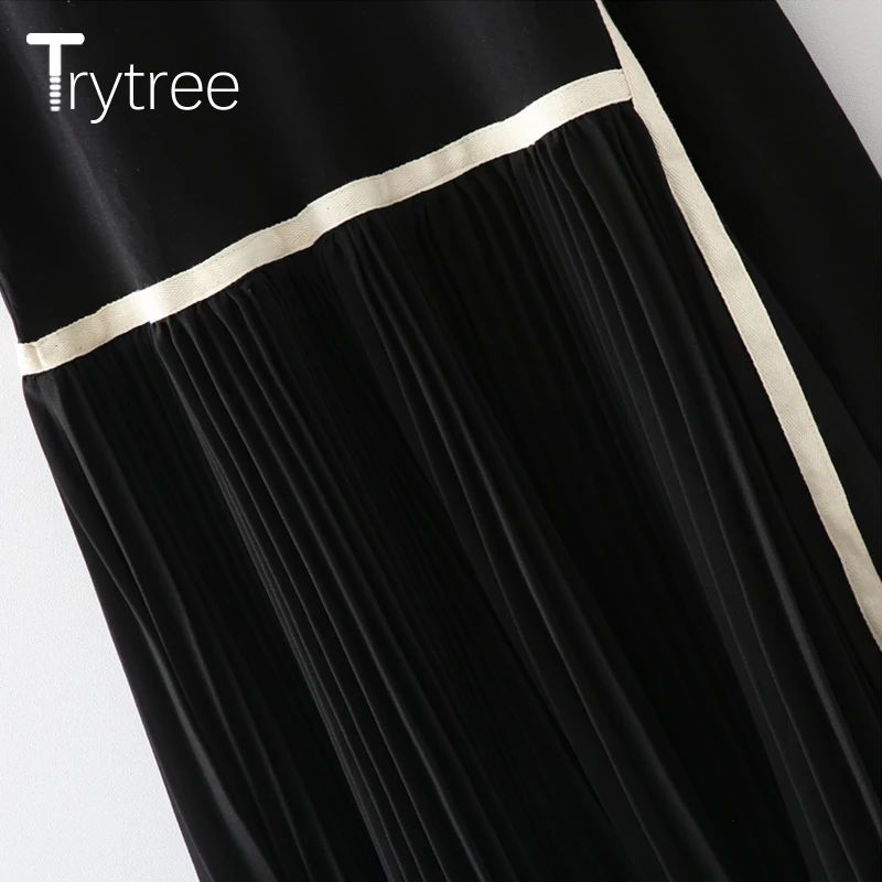 Trytree/2019 летнее осеннее Повседневное платье для женщин с круглым вырезом футболки