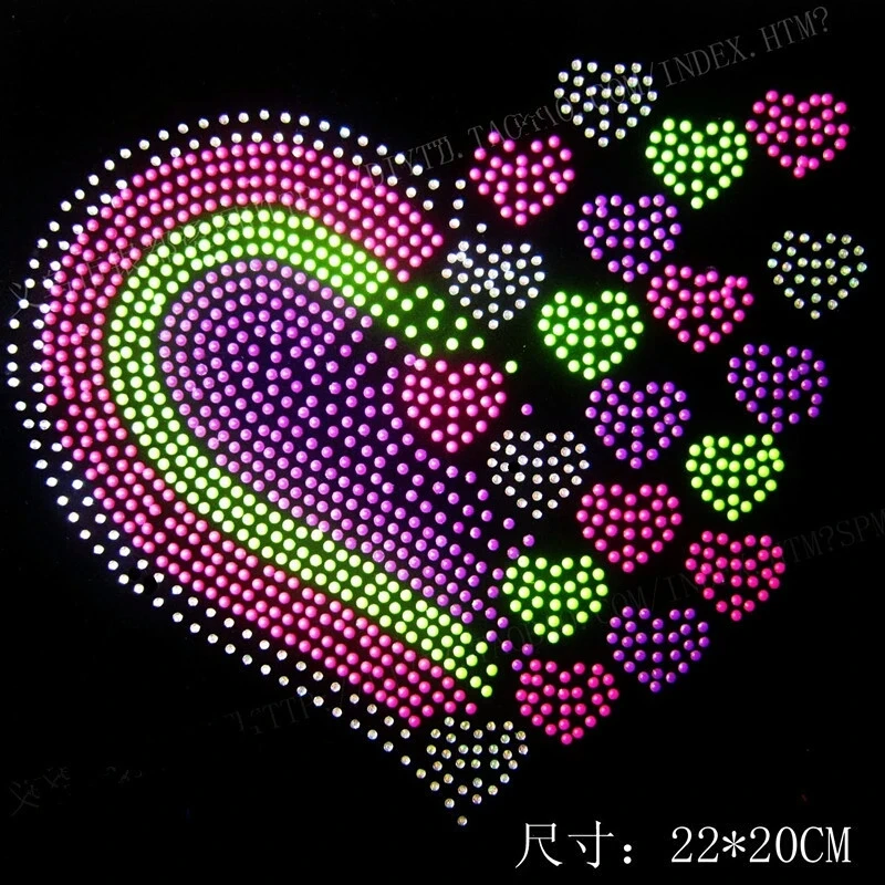 Патчи для рубашки с надписью Love heart украшенные стразами|iron on crystal|hot fixrhinestone motif |