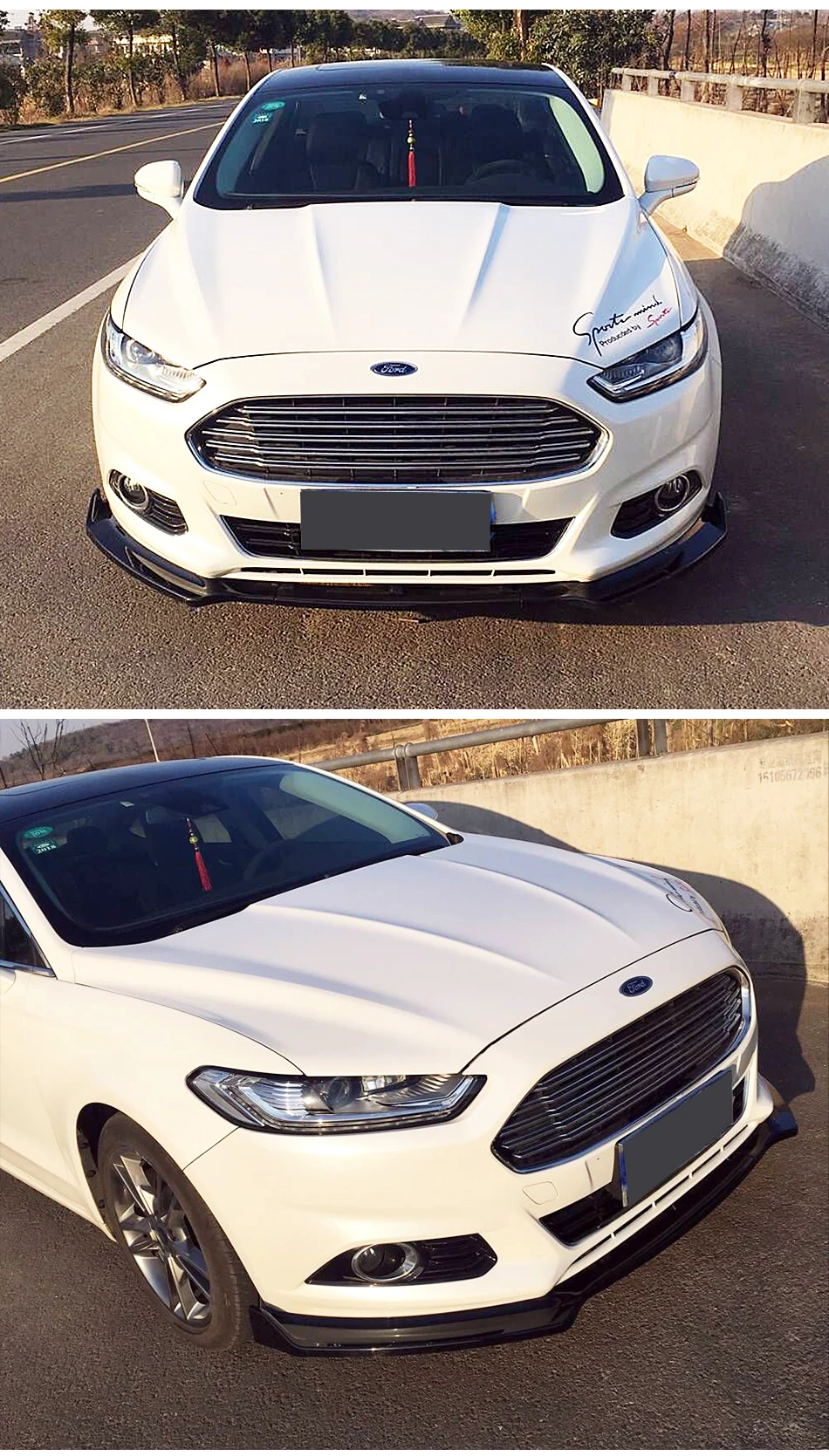 Дизайн 3 шт. бампер подбородок спойлер для Ford Mondeo Fusion 2013 14 15 16 качество PP пластиковый бампер Накладка для губ чехол для Mondeo