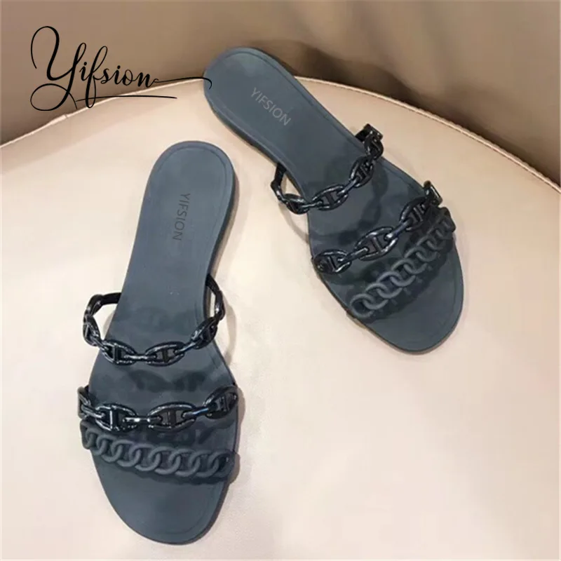 As Pic OLOME; Новинка; модные летние туфли из ПВХ; цвет черный, синий; женские шлепанцы с открытым носком; женская обувь на плоской подошве; шлепанцы; женская пляжная обувь - Цвет: As Pic