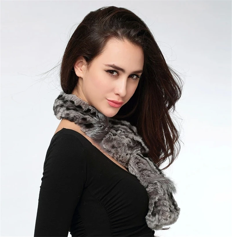 IANLAN супер мягкий меховой шарф для женщин Повседневный настоящий мех кролика