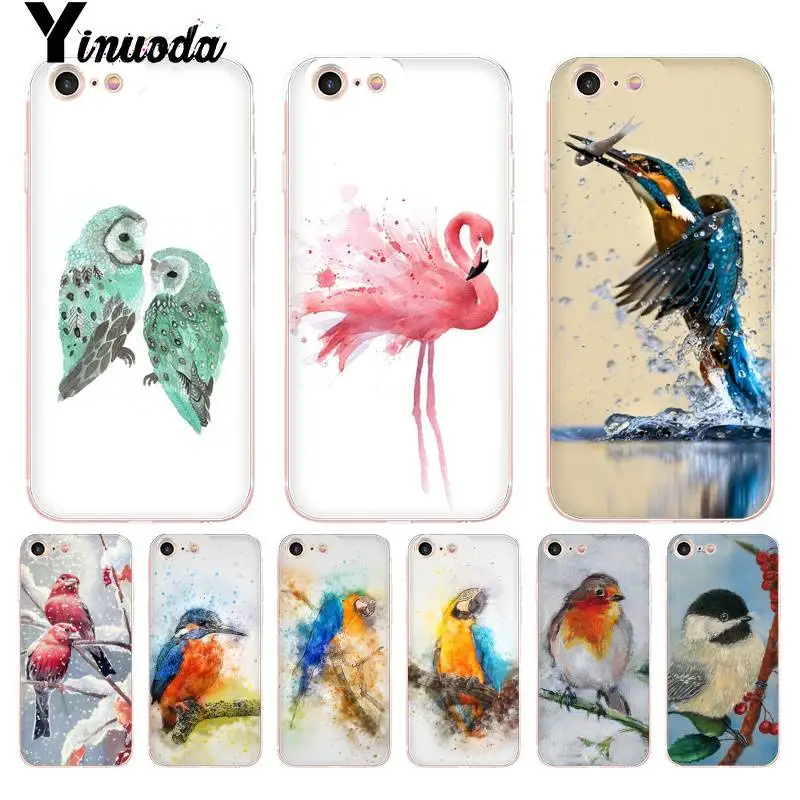 Yinuoda для iPhone 7 6 X чехол с принтом птицы акварель ветви дерева телефона 8 6S Plus 10 5 5S SE XR