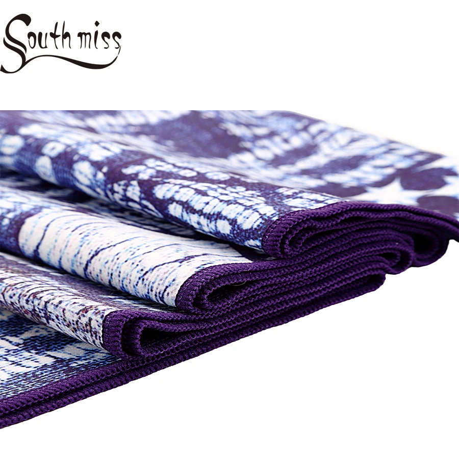 Синее нескользящее покрытие для коврика йоги быстросохнущее пляжное полотенце