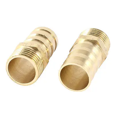 

2 Pcs 1/2 PT Male Thread to 19mm Hose Barb Air Quick Fitting Coupler Gold Tone Free shipping